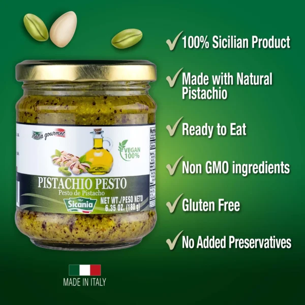 SICANIA Pistachio Pesto Sauce 180gr - 3 PACK (20% Discount) - Image 2