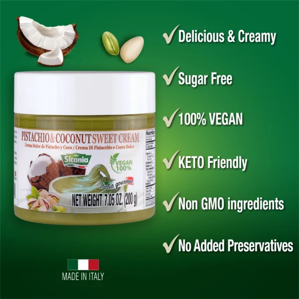 Pistachio and Coconut Vegan Sweet Cream 200g - Image 2
