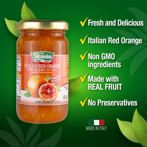 SICANIA Italian Blood Orange Fruit Marmalade 240gr - 3 PACK (20% Discount) - Image 2