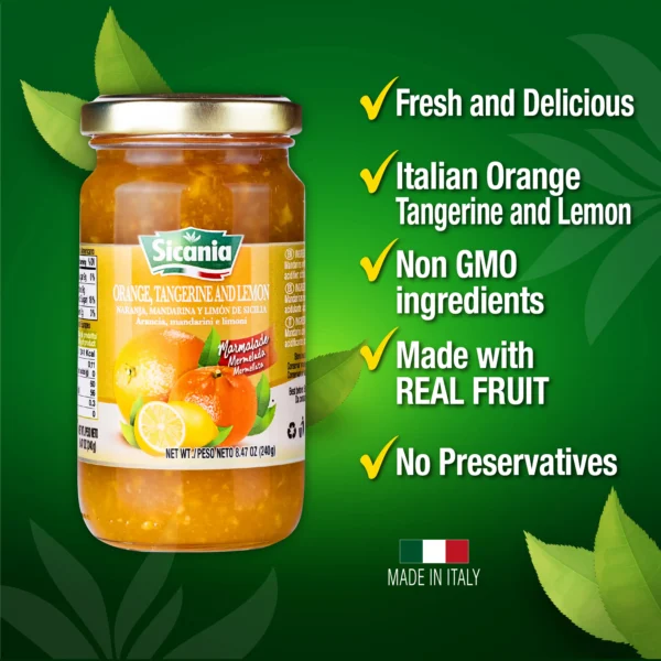 SICANIA Italian Orange, Tangerine & Lemon Fruit Marmalade 240g - 3 PACK (20% Discount) - Image 2