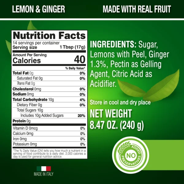 Italian Lemon Ginger Fruit Marmalade 240g - Image 4
