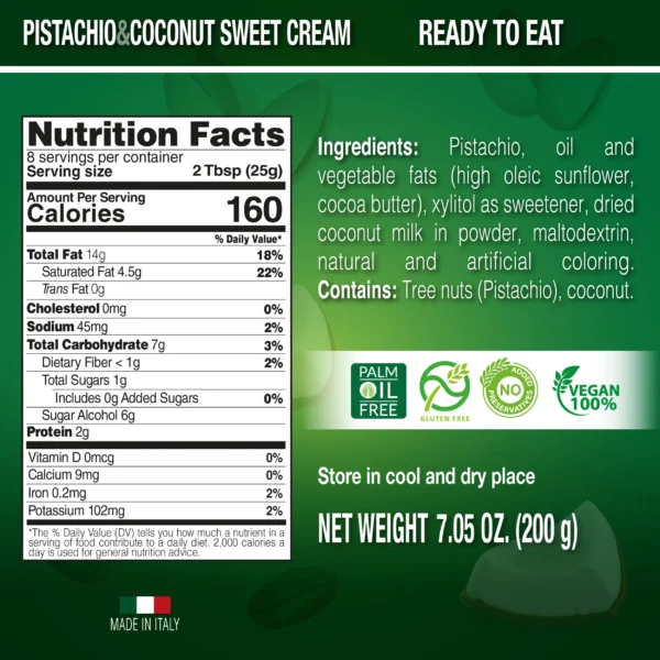 Pistachio and Coconut Vegan Sweet Cream 200g - Image 6