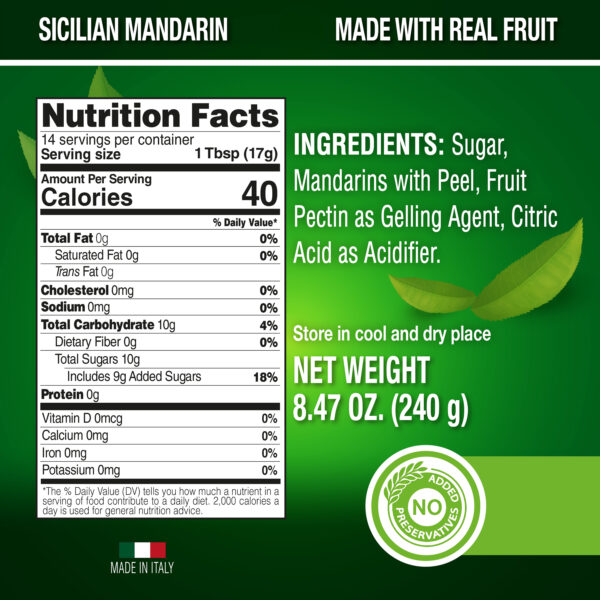 Italian Tangerine Fruit Marmalade 240g - Image 3