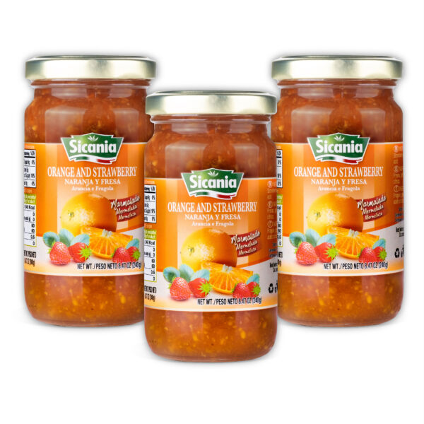 SICANIA Italian Strawberry & Orange Fruit Marmalade 240gr - 3 PACK (20% Discount)