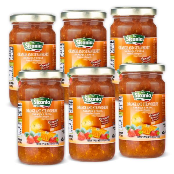 SICANIA Italian Strawberry & Orange Fruit Marmalade 240gr - 6 PACK (30% Discount)