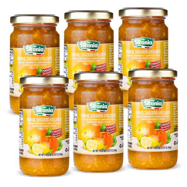 SICANIA Italian Orange, Tangerine & Lemon Fruit Marmalade 240g - 6 PACK (30% Discount)
